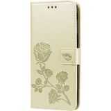 Rose Embossed Horizontal Flip PU Leather Case for Samsung Galaxy J6 Plus  with Holder & Card Slots & Wallet (Gold)