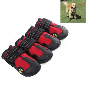 4 in 1 Herfst Winter Pet Dog Foot Cover waterdichte schoenen  maat: 7.5x6.4cm (Rood)