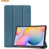 ENKAY ENK-8002 For Samsung Galaxy Tab S6 Lite P610 / P615 PU Leather + Plastic Smart Case with Three-folding Holder(Blackish Green)
