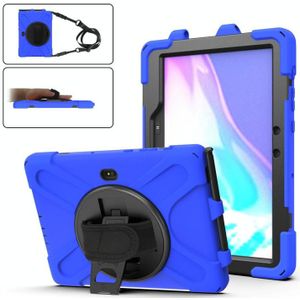 For Samsung Galaxy Tab Active Pro T540 / T545 Shockproof Colorful Silicone + PC Protective Case with Holder & Hand Grip Strap(Blue)