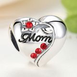 S925 Sterling Silver Pendant Heart-shaped Mom Beads DIY Bracelet Necklace Accessories