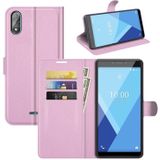 For Wiko Y51 Litchi Texture Horizontal Flip Protective Case with Holder & Card Slots & Wallet(Pink)