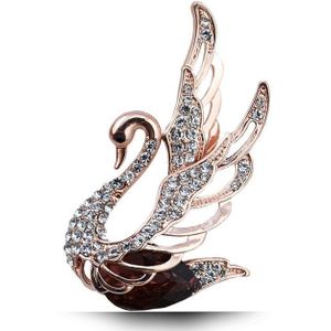 Women Fashion Swan Crystal Insert Drill Brooches(Purple)