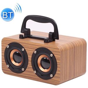 FT-4002 Wooden Wireless Bluetooth Portable Retro Subwoofer Speakers  Support TF card & USB MP3 Playback(Yellow Wood Grain)