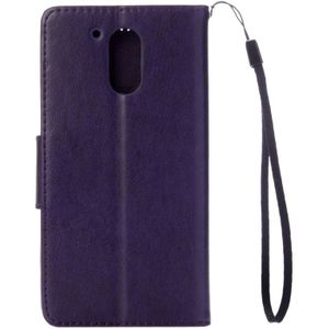 For Motorola Moto G (4rd gen) Plus Pressed Flowers Leather Case with Holder & Card Slots & Wallet(Purple)