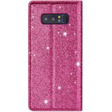 For Samsung Galaxy Note 8 Ultrathin Glitter Magnetic Horizontal Flip Leather Case with Holder & Card Slots(Rose Red)