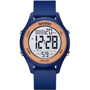 SKMEI 1758 Multifunctional LED Digital Display Luminous Silicone Strap Electronic Watch(Dark Blue)