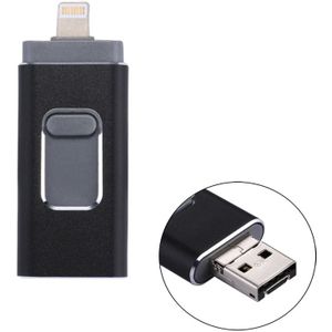 RQW-01B 3 in 1 USB 2.0 & 8 Pin & Micro USB 16GB Flash Drive  for iPhone & iPad & iPod & Most Android Smartphones & PC Computer(Black)