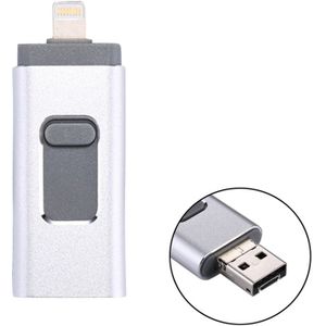 RQW-01B 3 in 1 USB 2.0 & 8 Pin & Micro USB 16GB Flash Drive  for iPhone & iPad & iPod & Most Android Smartphones & PC Computer(Silver)