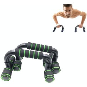 H-Shaped Push-Up Bracket Push-Up Fitness Equipment Home Indoor Chest Expansion Equipment(Black Green)