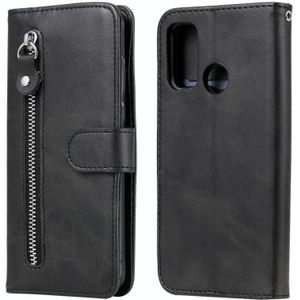 Voor Huawei P smart 2020 Fashion Calf Texture Zipper Horizontale Flip Lederen case met Stand & Card Slots & Wallet Functie(Zwart)