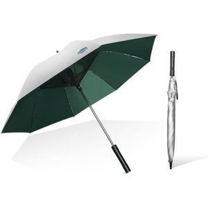 9033 Sun and Rain Dual-purpose Umbrella Multi-function Fan Titanium Silver Glue Sunscreen and UV Protection Long Handle Umbrella(Ink Green)