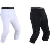 High Elastic Lycra Honeycomb Crash Pants Men Basketball Fitness Seven-tenths Sweatpants  Specification: XXXL(White)