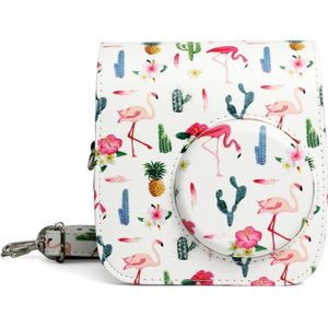 Flamingo Cactus Pattern PU Leather Protective Camera Case Bag For FUJIFILM Instax Mini 7S / 7C Camera