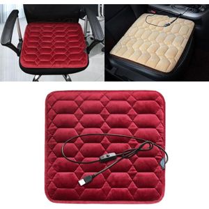 Car USB Seat Heater Cushion Warmer Cover Winter Heated Warm Mat  Style: Square (Red)