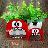 100 PCS Cute Big Teech Mouth Monster Plastic Bag Wedding Birthday Cookie Candy Gift OPP Packaging Bags  Gift Bag Size:10x10cm(Red)