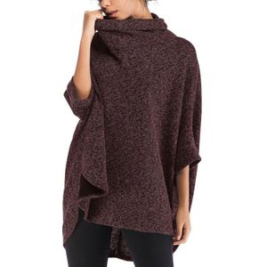 Long Hooded Bat Sleeves Top Sweater (Color:Wine Red Size:One Size)