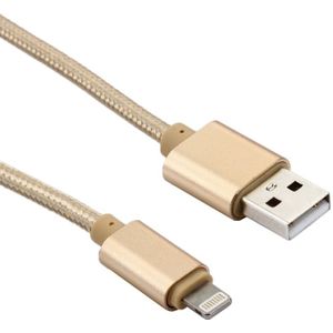 1m Woven Style Metal Head 84 Cores 8 Pin to USB 2.0 Data / Charger Cable  For iPhone X / iPhone 8 & 8 Plus / iPhone 7 & 7 Plus / iPhone 6 & 6s & 6 Plus & 6s Plus / iPad(Gold)