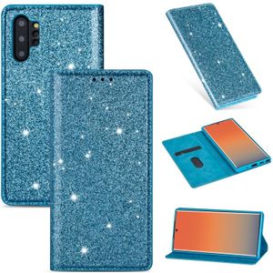 For Samsung Galaxy Note 10 Plus Ultrathin Glitter Magnetic Horizontal Flip Leather Case with Holder & Card Slots(Sky Blue)