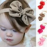 2 PCS Baby Headband Ribbon Chiffon Bow Children Hair Band Headwear(Beige)