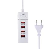 5V 4.1A 4 USB Ports Charger Adapter with Power Plug Cable  Cable Length: 1.5m  EU Plug(White)