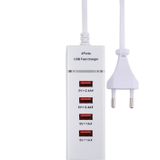 5V 4.1A 4 USB Ports Charger Adapter with Power Plug Cable  Cable Length: 1.5m  EU Plug(White)