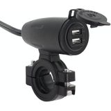 Motorcycle USB Charger with Waterproof  Cover Switch Control (Red Light)