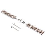 For Samsung Gear S3 Classic Smart Watch Hidden Butterfly Buckle 7 Beads Stainless Steel Watchband (Silver+Rose Gold)