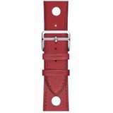 For Apple Watch Series 5 & 4 44mm / 3 & 2 & 1 42mm Leather Three Holes Replacement Strap Watchband(Red)