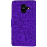 Calf Pattern Double Folding Design Embossed Leather Case with Wallet & Holder & Card Slots for Galaxy A6 (2018)(Purple)