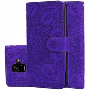 Calf Pattern Double Folding Design Embossed Leather Case with Wallet & Holder & Card Slots for Galaxy A6 (2018)(Purple)