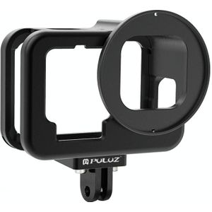 PULUZ for GoPro HERO9 Black Thin Housing Shell CNC Aluminum Alloy Protective Cage with Insurance Frame & 52mm UV Lens (Black)