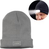 Unisex Warm Winter Polyacrylonitrile Knit Hat Adult Head Cap with 5 LED Light (Grey)