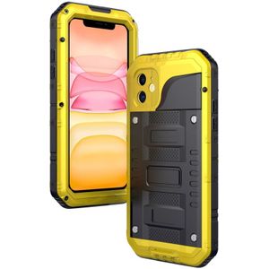 For iPhone 11 Dustproof Shockproof Waterproof Silicone + Metal Protective Case(Yellow)