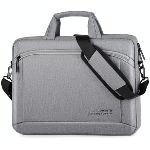 OUMANTU 030 Portable 15 inch Laptop Bag Leather Handbag Business Briefcase(Light Grey)