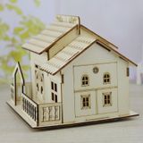 Creative Wooden Night Light Villa Money Coin Storage Box  Random Pattern Delivery