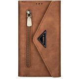 For Huawei Mate 10 Pro Skin Feel Zipper Horizontal Flip Leather Case with Holder & Card Slots & Photo Frame & Lanyard & Long Rope(Brown)