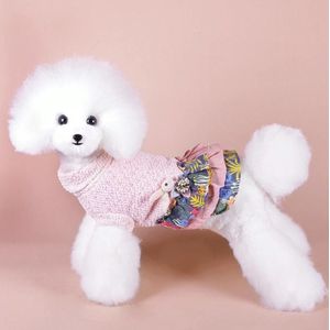 Autumn And Winter Pet Skirt Teddy Bichon Hiromi Schnauzer Yorkshire Small Dog Clothes  Size: S(Pink)