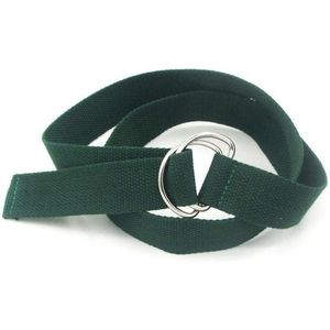 2 PCS Unisex Canvas Waist Belts Double Rings Buckle Waistband Strap Belts Solid Casual Belt  Length:105 x 3.2cm(Green)