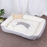 Dog Bone Pattern Big Soft Warm Kennel Pet Dog Cat Mat Blanket  Size: S  60×45×15cm (Grey White)