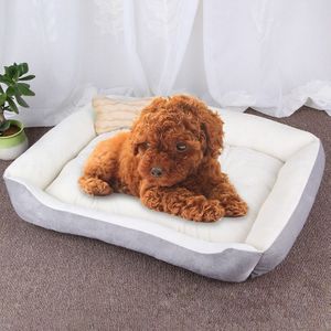 Dog Bone Pattern Big Soft Warm Kennel Pet Dog Cat Mat Blanket  Size: S  60×45×15cm (Grey White)