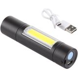 A1 USB Charging Waterproof Fixed Focus XPE + COB Flashlight with 3-Modes & Storage Box