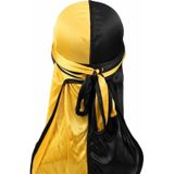 Double-coloured Silk Satin Long-tailed Pirate Hat Turban Cap Chemotherapy Cap (Black Yellow)