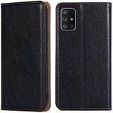 For Samsung Galaxy A71 5G PU + TPU Gloss Oil Solid Color Magnetic Horizontal Flip Leather Case with Holder & Card Slot & Wallet(Black)