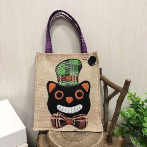 3 PCS Halloween Decoration Supplies Tote Bag Mall Hotel Biscuits Apple Gift Bag(Black Cat)