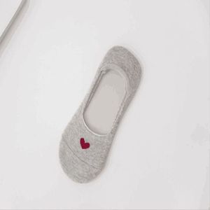 3 Pairs  Non-slip Heart Pattern Invisible Socks(Grey)