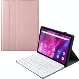 AK10 2 in 1 Detachable Bluetooth Keyboard + Lambskin Texture TPU Protective Leather Case with Holder for Lenovo Qitian K10 TB-X6C6X(Rose Gold)