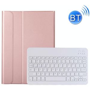 AK10 2 in 1 Detachable Bluetooth Keyboard + Lambskin Texture TPU Protective Leather Case with Holder for Lenovo Qitian K10 TB-X6C6X(Rose Gold)