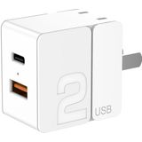ROCK Sugar Mini Portable Dual-Port Quick Charger USB Wall Charger PD Travel Adapter  CN Plug(White)