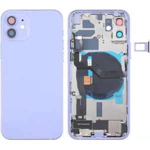 Battery Back Cover Assembly (with Side Keys & Loud Speaker & Motor & Camera Lens & Card Tray & Power Button + Volume Button + Charging Port & Wireless Charging Module) for iPhone 12(Purple)